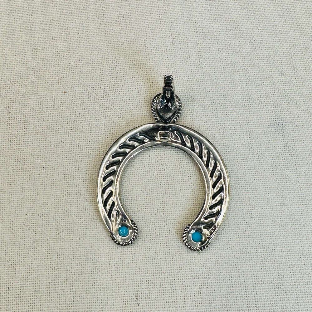 Carolyn Pollack 925 Sterling Silver West Turquoise Squash Blossom Necklace - Picture 4 of 8